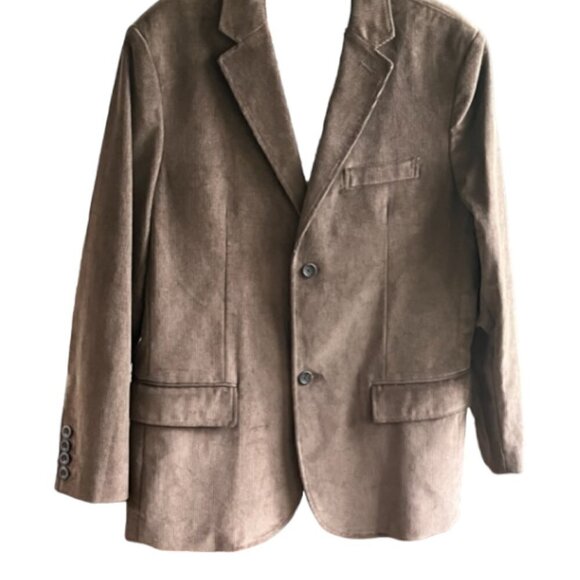 Old Navy Men's Corduroy Blazer Sport Coat Sz L Faded Dark Brown Plaid Lined NWOT - Picture 2 of 13